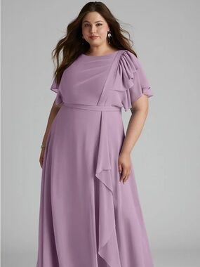 Elegant wisteria (lavender)  Flutter-Sleeve Maxi Dress